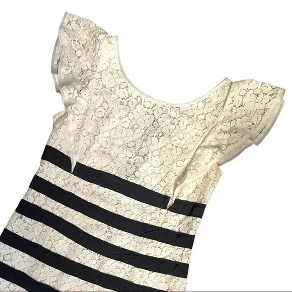 BCBGMaxAzria Renata Ivory Combo Dress Stripe Lace Size 6 - Picture 8 of 16